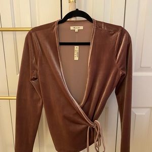 Madewell wrap velvet top!